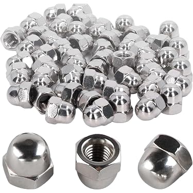 Sourcing Map 7/16-14 Eichelkappe Muttern 5Stk - 304 Edelstahl Hardware Muttern Eichel Sechskant Hut Hutmuttern Für Befestigungen (Silber