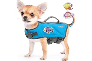 Sheripet Dog Life Jacket, Good Visibility Dog Life Vest for Swimming with Reflective Stripes and Rescue Handle, Dog Flotation Vest Suit for Small Medium and Large Dogs (Blue, XS)