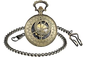 SUPBRO Vintage Orologio Da Tasca Meccanico in Acciaio Orologio da Uomo con Catena per il Regalo di Festa del Papà