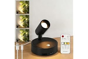 Kambo Luces LED Inalámbricas, Foco Recargable 4000 mAh, Lámpara de Pie Táctil Remoto, Pequeños Foco Artísticos y Luz de Lectura con Temporizador para Planta, Obras de Arte, Habitación, Estar, 1 Pieza
