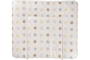 Geuther 5835 Meuble à langer Lena dimensions: 85 x 75 cm matelas à langer pour étagère à langer Clarissa et autres tables à langer avec bord surélevé et protection de la tête lavable étoile