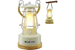 ‎SYLSTAR SYLSTAR Retro Campinglampe, 370 Lumen LED Campingleuchte Batteriebetrieben with Stufenlos Dimmbar, Akku aufladbar, Extra lange 75h Leuchtzeit für Camping, Stromausfälle, Garten und Dekoration