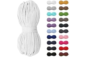 SLANTASTOFFE 5m Baumwollkordel 5mm, Kordel, Schnur, Turnbeutel, 21 Farben (Weiß)