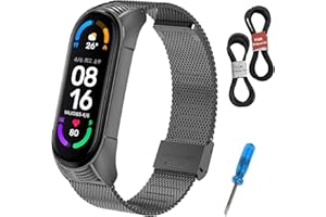 MIJOBS Correa de Metal para Xiaomi Band 6 Pulsera Miband 5/4/3 Correas de Reloj Miband 6 Correa de Acero Inoxidable Pulsera de Repuesto Compatibles con Xiaomi Mi Band 6/5/4/3 Correa de Metal