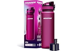 ‎AQUAPHOR AQUAPHOR City Filter Bottle 500 ml Ruby I Bottle with Water Filter for On the Go I Filter with Activated Carbon I Filters Chlorine I Made of Tritan & BPA Free I For Better Taste & Odour of Water