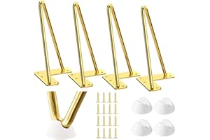 AKOLAFE Metalowe nogi stołowe, 20 cm, nogi do mebli, złote nogi do stolika kawowego z gumowymi ochraniaczami podłogi, stalowe nogi szafki na stół, biurko, krzesło i sofę