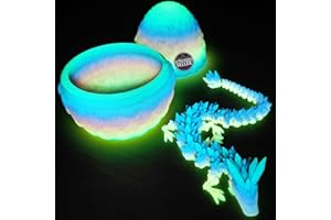 Merrwon 3D-Gedruckter Drache (28,5 cm) mit Drachenei – Kreatives Spielzeug, Geschenk und Deko, Nachtleuchtender Regenbogen