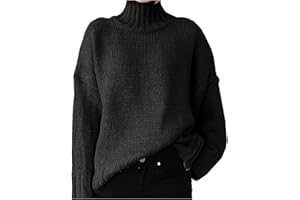 Sanahy Womens Casual Long Sleeve Mock Neck Sweater Solid Comfy Oversized Turtleneck Knit Sweaters Loose Pullover Jumper Tops