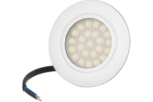 JungesLicht LED Einbauleuchte TREVI 4Watt 230Volt IP44 Möbelleuchte Möbeleinbauleuchte Ultra Flach 20mm Rostfrei Kunststoff Einbaustrahler 300Lumen (Warmweiß 3000K)