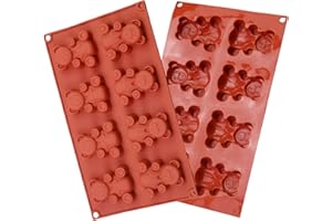 FLLIBERTÉ 2 Moules à Pâtisserie en Silicone, 8 Cavités Moules en silicone pour Réaliser Oursons en Guimauve, Oursons en Gâteau, Oursons Savons (29 * 17cm)