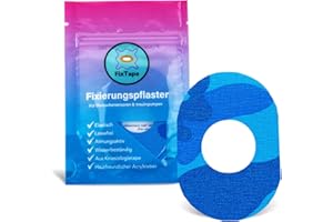 FixTape cinta transpirable para sensor Freestyle Libre 1 & 2 I Parche autoadhesivo cómodo para sensor de glucosa I Amigable con la piel e impermeable en diseños modernos I 7 piezas (Azul Camuflaje)