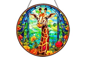 MATIHAY Giraffe Acrylic Window Hanging - Funny Giraffe Wall Decor Tropical Party Decorations, Giraffe Room Decor for Nursery New Home Gifts (L, Giraffe)