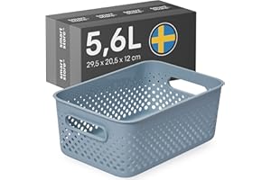 SmartStore Panier de Rangement avec Poignées Bleu 5,6L (29,5x20,5x12cm) I Panier en Plastique Recyclé I Essence M Boîte de Rangement I Boîtes avec 10 Ans de Garantie