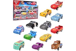 simyron Mini Coches de Juguete, 12 Piezas Mini Die Cast Set de Coches de Juguete, Coches de Juguetes PVC, Mini Coches de Juguete, Minicoches de Carreras para Niños Niñas de 3 a 12 Años