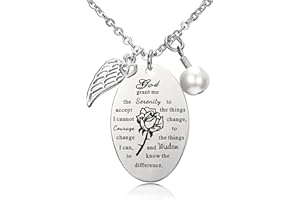 Blerameng God Grant Me The Serenity to Accept The Bible Verse Prayer Necklace with Free Chain Christian