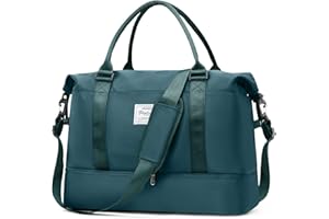 HPLQQ Grande Borsone da Viaggio Donna Bagaglio a Mano, Borsa Sportiva Borsone da Palestra con Scomparto per le Scarpe, Borsa da Weekend, Ospedale Parto, Danza, 50L,A03-Blu Pavone