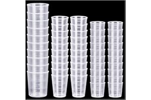 ZAUGONTW 50 Stück Kunststoff-Messbecher, Harz-Mischbecher, Epoxid-Mischbecher, Farbmischbecher, 30 ml, 50 ml, 100 ml