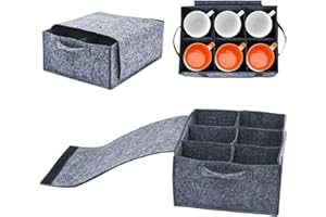 Cathpetic 1pc Caravan Cup Holder with 6 Compartments Storage,Motorhome Accessories Kitchen,Portable Plate Felt Organiser