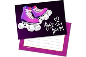 Olivia Samuel 20 x Roller Skate Party Invites - Ready to Write with Envelopes - Designed and Printed in the UK