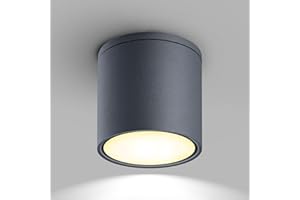 EBION Surface Mounted Downlight,IP67 Waterproof Flush Mount Ceiling Spotlight,GU10 Outdoor Spot Lights Downlighters, Aluminum Round Ceiling Light Fixture for Bedroom,Hallway,Anthracite,1 Pack