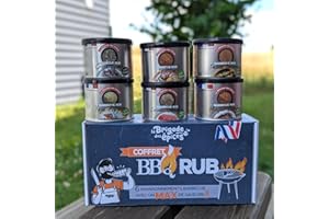 La Brigade des Épices - Coffret BBQ LOVER - Cadeau pour Hommes - 6 Marinades sèches et rubs pour Barbecue - Fabriquées en France & 100% Naturels