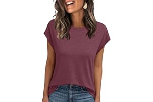 AirMood Camiseta básica informal de verano para mujer con manga casquillo