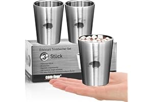 COM-FOUR® 3x Tasses en Acier Inoxydable pour Enfants - 250ml Tasse de Voyage en Acier Inoxydable 304 - Tasses de Camping Incassables - Tasses Isothermes à Double Paroi - Sans BPA (Hérisson - 3 pièces)