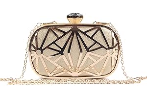 LUI SUI Femmes Faux en Cuir Métal Creux Embrayage Sac Exquise Soirée Sacs À Main Sacs à bandoulière pour la Fête Cocktail De Mariage