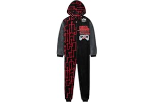 Get Trend Grenouillère Polaire Garçon et Ado, Pyjama Chaud à Capuche, Tenue Cocooning Football ou Gaming, Idée Cadeau