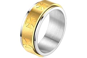 FaithHeart Bague Tournante Homme Acier Inoxydable,Bagues Celtique/Etoile de David/Religieux,Bijoux Anneau Anti Stress Taille 54-66.5,Unique Cadeau Anniversaire pour Hommes Garçons