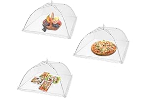 ZIRANEE Cubierta Protectora Alimentos,3 PCS Fundas de Comida Alimentos Cubiertas Malla 14 Pulgadas Fresca Cubierta de Comida para Cocina Al Aire Libre Pantalla Carpas Fiestas Picnics Barbacoa Blanco