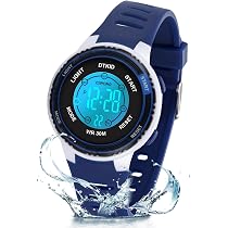 Montre Enfant Juboos Digitale étanche 30 M - Bracelet Imprimé, 7 Lumières Colorées, Design Chat - Pour Garçons Et Filles 5-15 Ans