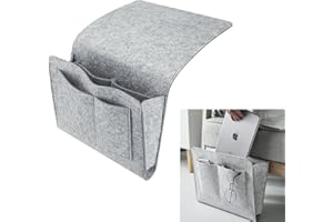 NC Aufbewahrungstasche für den Nachttisch, Filz, zum Aufhängen, Organizer, Tasche, rutschfest, für Bücher, Zubehör und andere kleine Dinge, geeignet für alle Arten von Betten und Sofas (dunkelgrau)