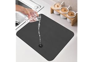 AERZOUSER Tapis Egouttoir Vaisselle, 40×30 cm Tapis Vaisselle Egouttoir Absorbant, Tapis de Machine à Café pour Un Séchage Rapide, Tapis Absorbant Vaisselle pour Cuisine