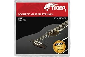 Tiger akustiska gitarrsträngar_P Single Pack | 6-strängat set med extra hög E-sträng, 80/20 bronslindad för varm rik ton - id