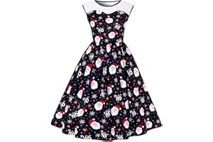 Evensu Women's Christmas Dress Plus Size Sleeveless Dress Women 1950s Vintage A-line Cocktail Holiday Party Dresses