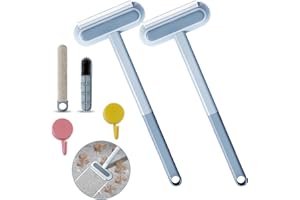 FENGQQKJ Scopa multifunzione per la rimozione dei peli di animali domestici, 4 in 1, strumento regolabile per la rimozione dei peli di cani e gatti, rastrello con ganci per divano, finestra, uso bagnato e