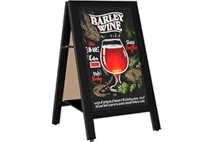 VAIIGO Pizarra Caballete Madera 45×85 cm - Pizarra Negra Magnética con Contrapeso Central Ajustable y Doble Cara y Plegable, Pizarra de Tiza para Restaurante/Bar/Cafetería/Exterior,Negro