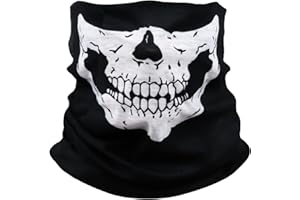 AWUMBUK Passamontagna Teschio Moto, Scaldacollo Uomo Leggero Foulard Multifunzione con Teschio, per Halloween Nero