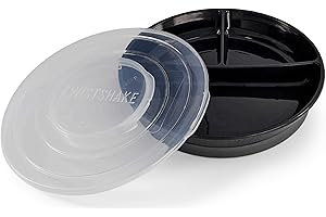 Twistshake Plato Dividido con tapa PP y fondo de silicona, Alimentación para Bebés, Plato con Divisiones Sellado en la Base con 3 Compartimentos, Vajilla, Sin BPA, 6+ Meses, Negro