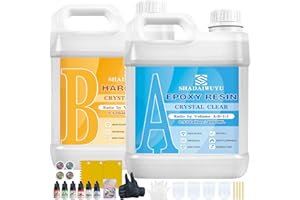 SHADAIWUYU Resine Epoxy Transparente,4000ml Epoxy Resin Kit Complet 1: 1 Rapport avec Durcisseur,Résine Époxy Cristalline Transparente Pour Moulage et Revêtement,Création de Bijoux,Plateau de Table et Artisanat