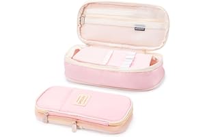 Vinuwu Pencil Case for Girls, Big Capacity Pencil Pouch with Zip, Cute Pen Cases for Kids, Large Storage Pencil Box Organiser, Aesthetic Stationery, Special Back to School-College Essentials-Pink