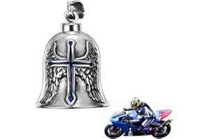 RHHGHY Clochette Moto Guardian Ride Bell, Acier Inoxydable Cloche de Moto Cloche de Gardien, Moto en Forme d'ange Gardien à Suspendre, avec Anneau Suspendu, pour Moto Accessoire, Porte Clés