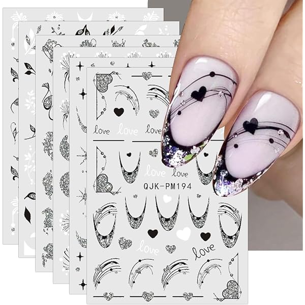 JMEOWIO Nagelsticker Set - 10 Blatt Mit Marmor & Französischer Spitze Design