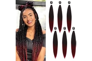 FIRSTCYH HAIR Braiding Hair Pre Stretched - 6 Packs Prestretched Braiding Hair 30 Inch Ombre Braiding Hair Itch Free 1B/Bug# Yaki Synthetic Hair Extension for Braids (30 Inch(6Packs), 1B/Bug#)