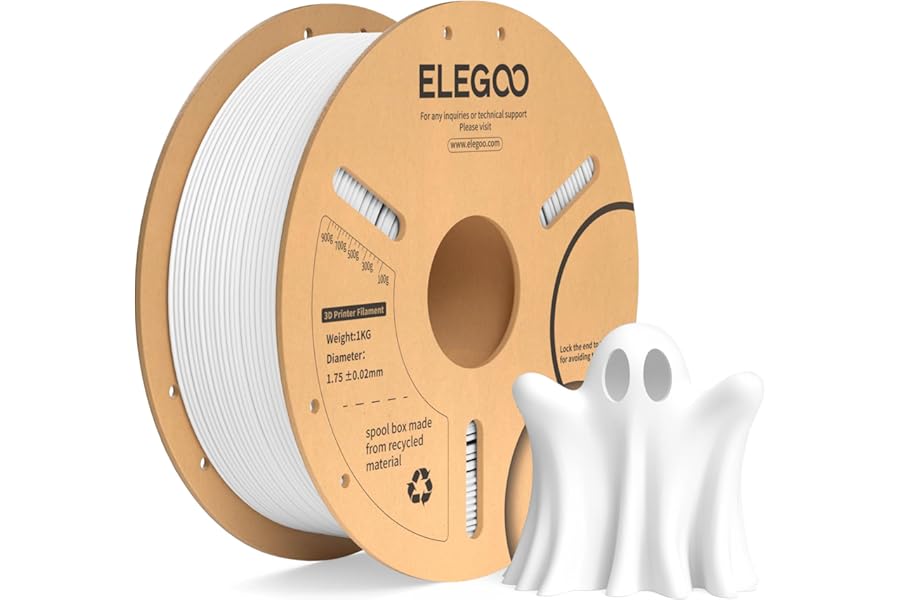 ELEGOO PLA+ Filament 1.75mm White 1KG, PLA Plus Tougher and Stronger 3D Printer Filament, Dimensional Accuracy +/- 0.02mm, 1kg Cardboard Spool(2.2lbs) Fits for Most FDM 3D Printers