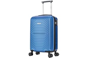 FLYMAX 55x35x20 4 Wheel Super Lightweight Cabin Luggage Suitcase Hand Carry on Flight Travel Bags Approved On Board Fits Flybe Easyjet Ryanair Jet 2 35 Liter Blue