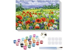 RICUVED Paint by Numbers Kit for Adults Beginner, Flower Paint by Numbers Kits on Canvas,Landscape Paint by Numbers for Adults with Frame Gifts for Home Decor 8x12in