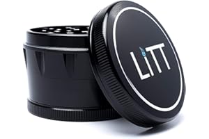 LITT 4 Piece Classic Grinder - Aluminium Grinder with Curved Teeth, Magnetic Top Lid, Kief Pollen Collector, Sharp Grinding Teeth Metal Herb & Spice Grinder, Lifestyle and Travel Accessories