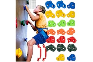 KRUZZEL 25394 - Puños de escalada para niños (12/15/22 unidades, 2 asas + tornillos de hasta 150 kg, interior y marco de escalada para exteriores)